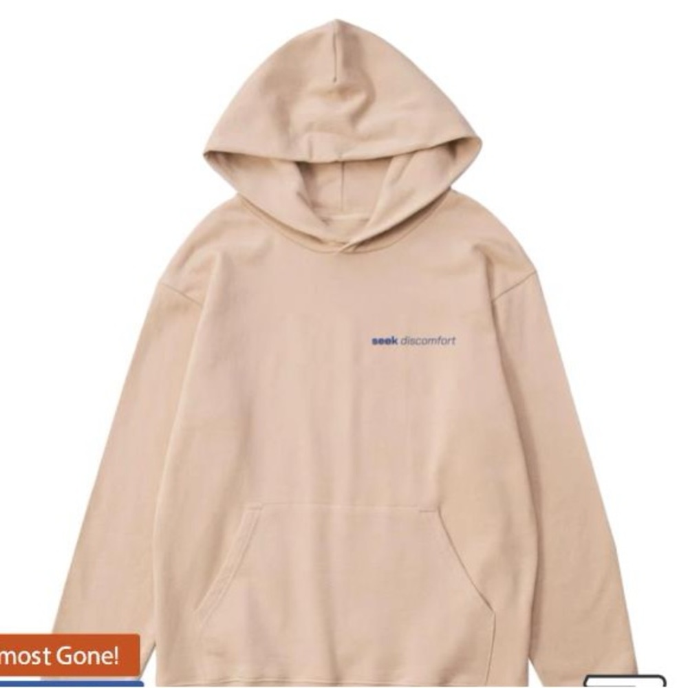 Beige 'seek discomfort' Hoodie Sweatshirt - Men's Casual Pullover